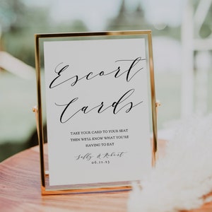 Escort Card Sign Printable Guest Escort Cards Sign, Please find your name, 4x6, 5x7 and 8x10, Wedding, Corjl Template, FREE Demo image 1