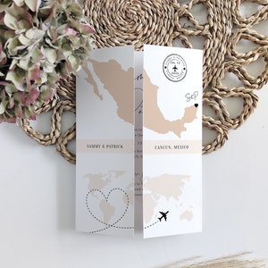 Destination - Mexico Wedding Invitations, Folded Gatefold Invitation Templates, Destination Wedding Invitations, Canva Templates