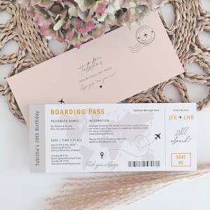 Birthday Party Boarding Pass Invitation, Printable Flight Ticket Invite, Easy to Edit & Print, Canva Templates | Destination World