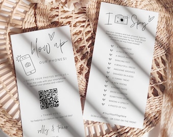 I Spy Blow Up Phones Wedding Game Template, Photo Hunt Card, Scavenger Hunt, Wedding Reception Photo Game, Canva Template | 88