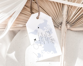 Destination - Luggage Tags, Travel Inspired Printable Tag Template with your own message, Destination Wedding, Corjl Templates, FREE Demo