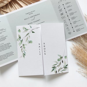 Quadratische gefaltete Hochzeitseinladungen, Gatefold-Einladungen, quadratische Einladungen, quadratische Gatefold-Einladungen, druckbare Einladung, Canva-Vorlage | 80G