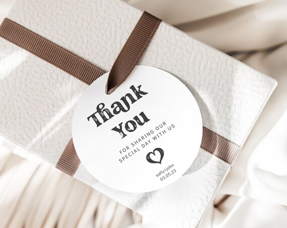 Circle Thank You Favor Tags, Round Favor Tags, Circle and Rectangle Printable Favor Tags, Thank You Tags, Corjl Template, FREE Demo | 85