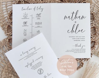 Booklet Wedding Program template, Church Order of Service printable templates. Multiple page booklet, Canva Templates | 68