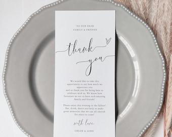 Printable Thank You Place Card, Minimalist Thank You Napkin Note, Table Thank You Note, Place Setting Thank You, Canva Templates | 68