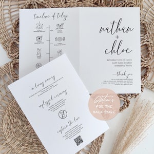 Booklet Wedding Program template, Church Order of Service printable templates. Multiple page booklet, Canva Templates | 68