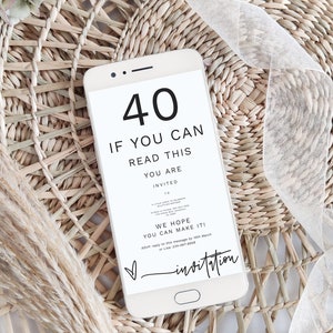 40th Birthday Invitation, Electronic Birthday Party Invitation, Printable and Digital Evite, Modern Birthday Invitation, Canva Template | 88