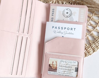 Passport Wallet Invitation Set, Templates for Boarding Pass, Passport Booklet, License, Corjl Templates, FREE Demo | Destination World