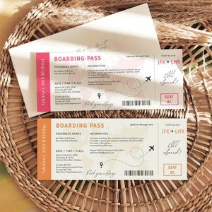 Birthday Party Boarding Pass Invitation, Printable Flight Ticket Invite, Easy to Edit & Print, Canva Templates | Destination World