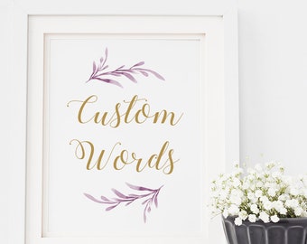 Lilac Wedding Signs 8x10" and 5x7", Lilac and Gold Printable Wedding signs "Lilac" , Corjl Template, FREE Demo