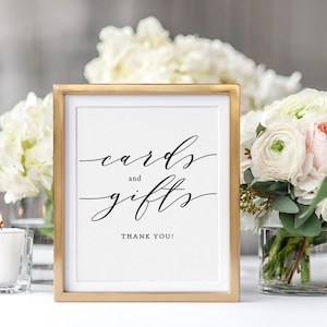 Wedding Cards and Gifts Sign, Wedding Signage 5x7 and 8x10, Wedding Sign printable wedding sign, Wedding, Download and Print image 1