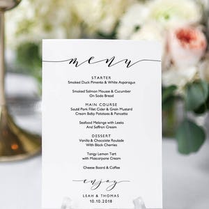 Wedding menu template, 5x7, 4x9 and 8x10 menu. Printable menu card DIY templates. Edit, print, trim Wedding FREE Corjl Demo image 7