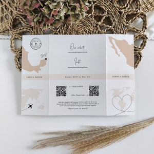 Destination - Mexico Wedding Invitations, Folded Gatefold Invitation Templates, Destination Wedding Invitations, Canva Templates image 6