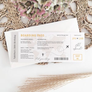 Birthday Party Boarding Pass Invitation, Printable Flight Ticket Invite, Easy to Edit & Print, Canva Templates Destination World image 6