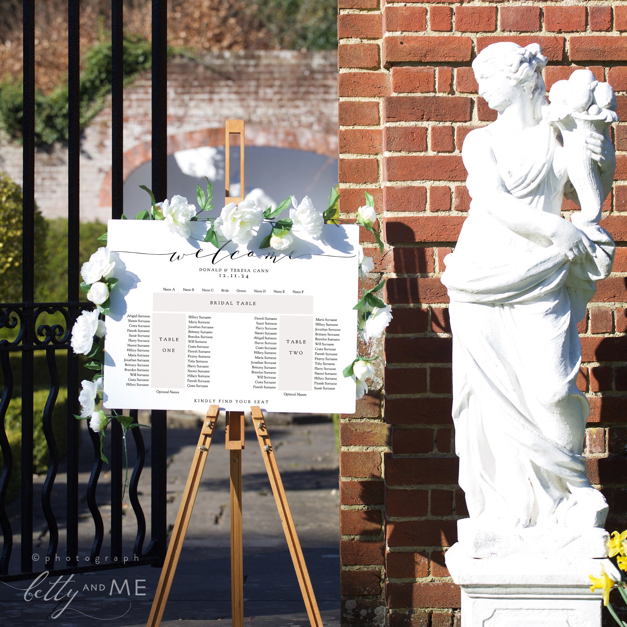 Two Table Plus Top Table Seating Plan, Printable Banquet Table