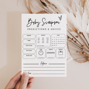 Baby Predictions and Advice Cards, Printable Baby Shower Game ...