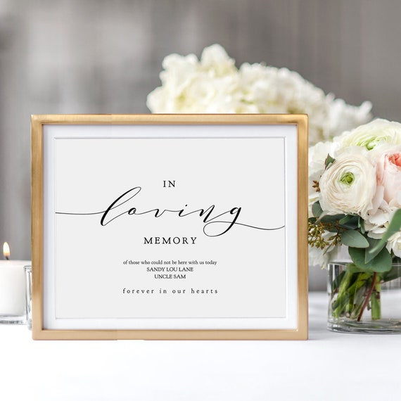 In Loving Memory Printable Sign, Printable In Loving Memory, 8x10" and 5x7" printable wedding sign, "Wedding" Corjl FREE Demo