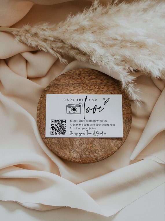 Business Card Capture the Love QR Code, Business Card QR Code, Wedding Photos, Share the Love, Canva Template | 88