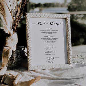 Wedding menu template, 5x7, 4x9 and 8x10 menu. Printable menu card DIY templates. Edit, print, trim Wedding FREE Corjl Demo image 3