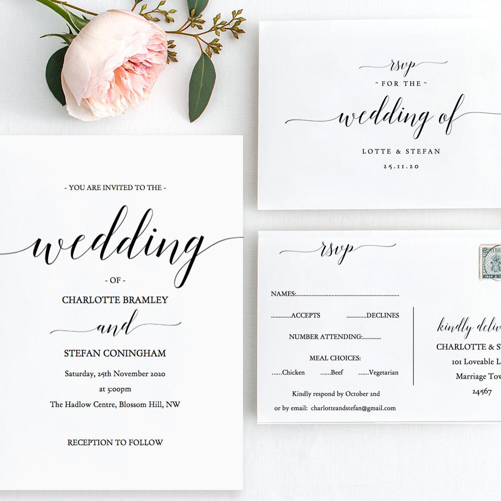 Download Complete Wedding Invitation Bundle Printable Wedding | Etsy