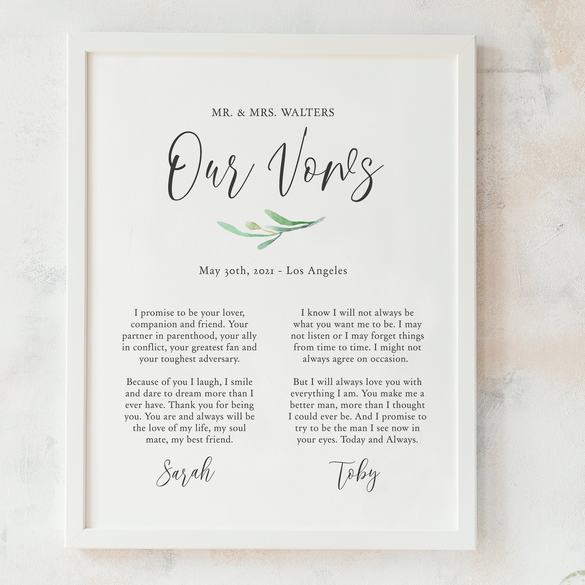 His And Her Vows Template Editable Wedding Vows, Printable Wedding Vows ...