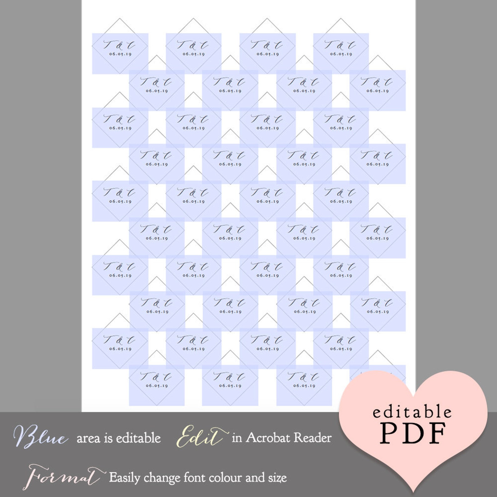 Tiny Tags 1x1 Printable Initial Tags for Succulents, Favors, Miniature ...