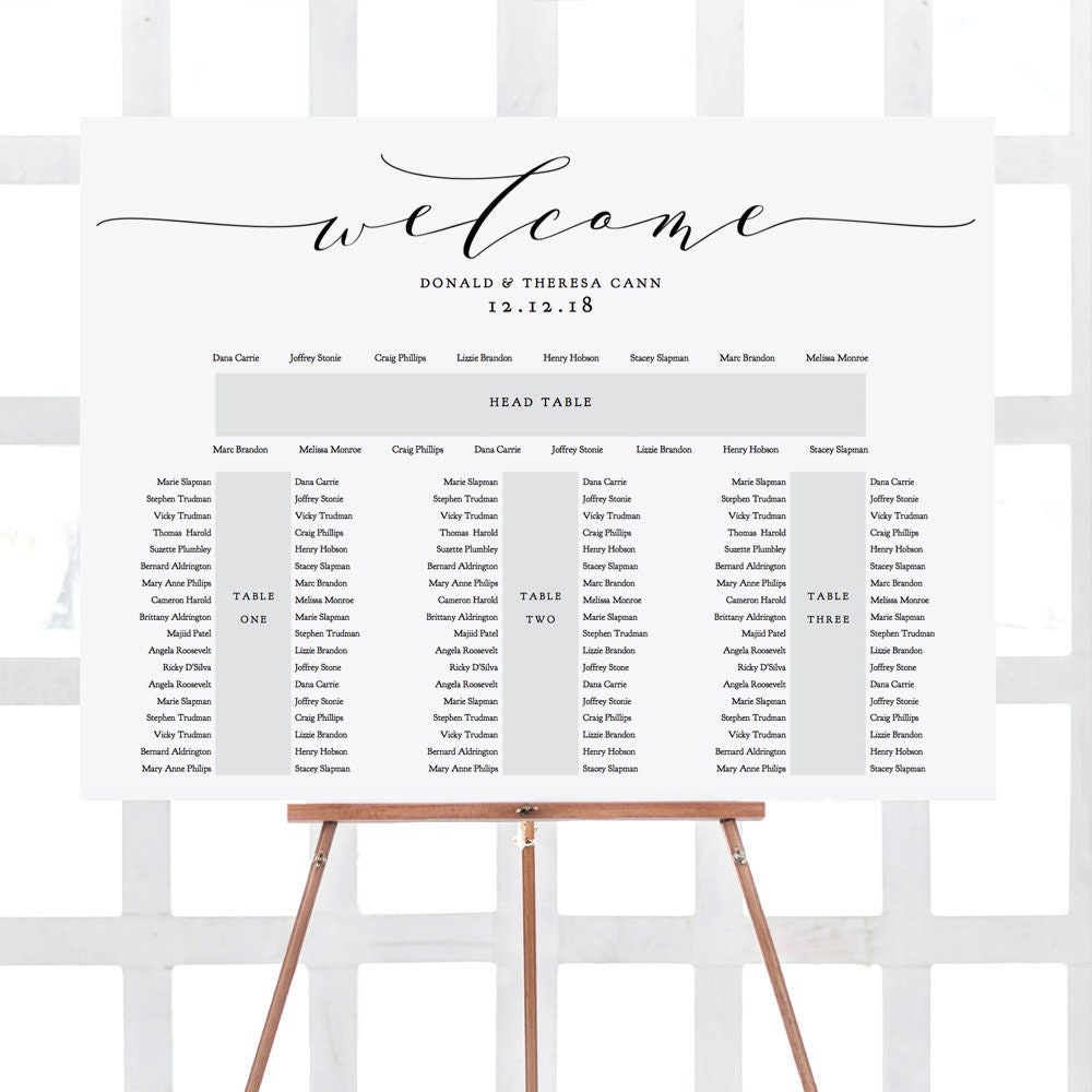 Banquet Seating Chart 3 Tables And Top Table Printable E Etsy