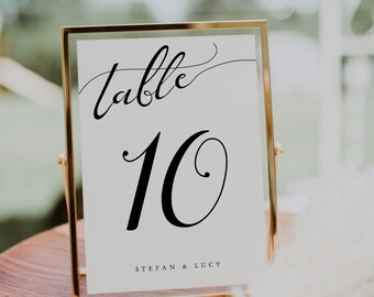 Lucy - Table Numbers, Printable Wedding Table Number Templates, 2.5x3.5", 4x6" and 5x7", Corjl Template, FREE Demo