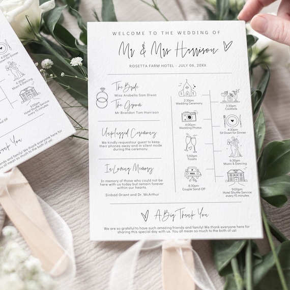 Infographic Wedding Program Template, Timeline Wedding Infographic, Infographic Program, Wedding Program Timeline, Canva Template | 88