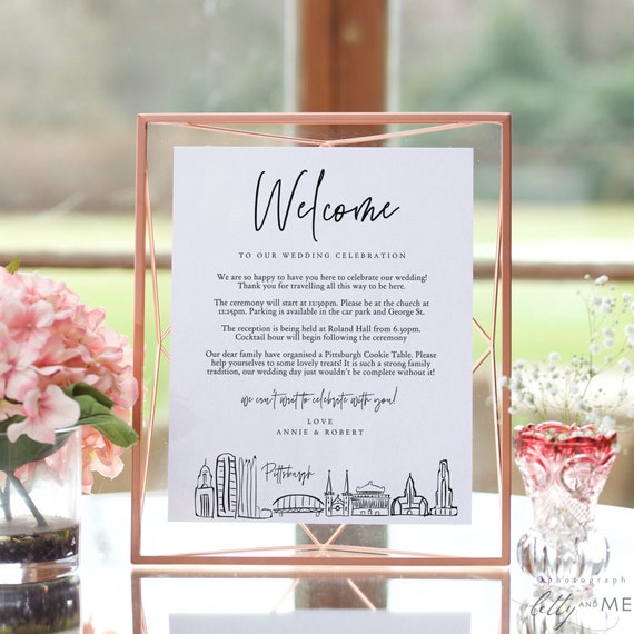 Pittsburgh Wedding Welcome Note, Printable Welcome to our Wedding, Welcome Template, Pittsburgh Tradition, Canva Templates