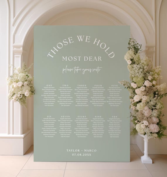 Sage Green Seating Plan Template, Those We Hold Most Dear, Canva Templates