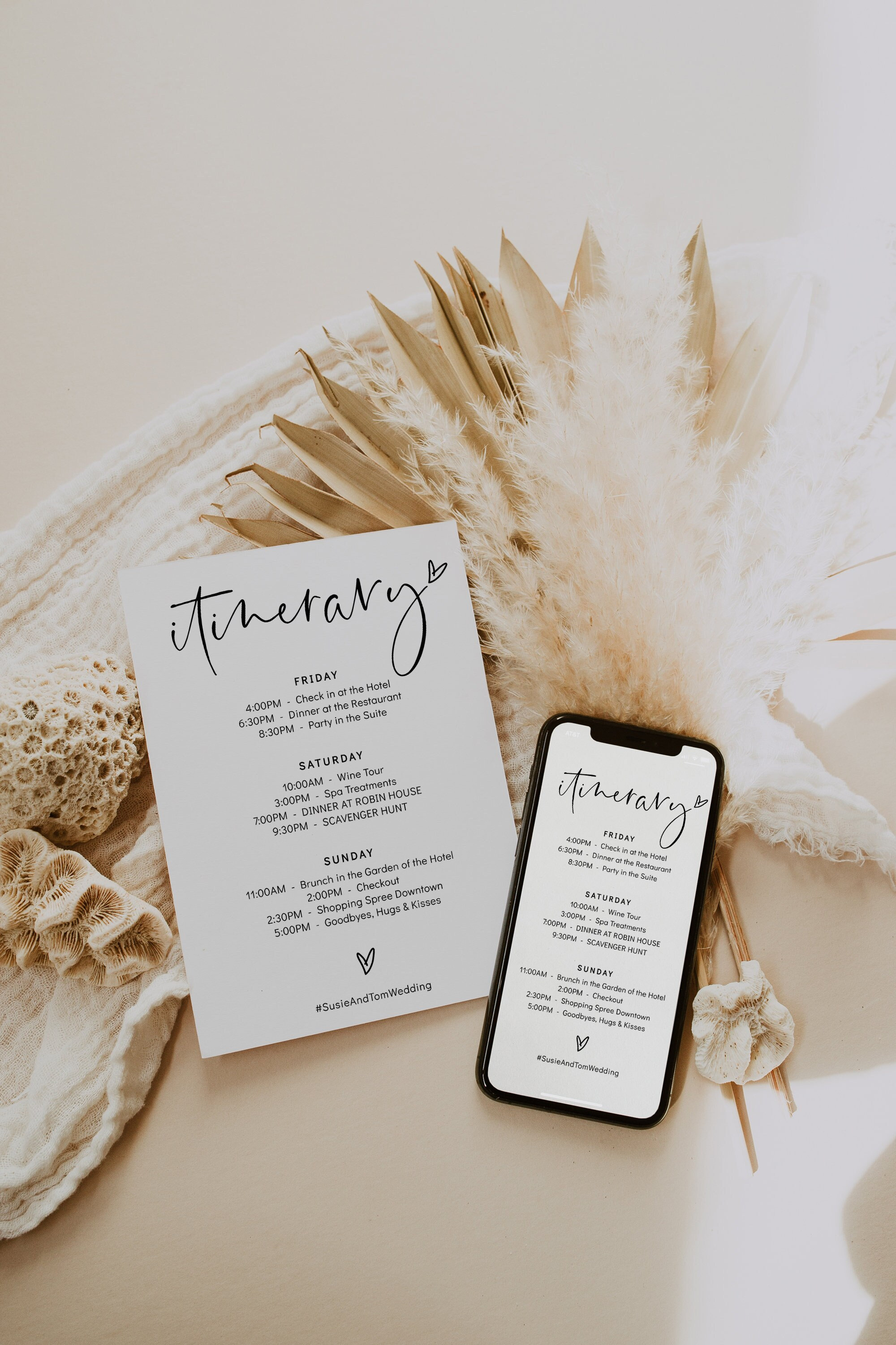 Itinerary Card Electronic For Phone Or Email, Wedding Itinerary,  Bachelorette Weekend, Corjl Template, Free Demo | 86