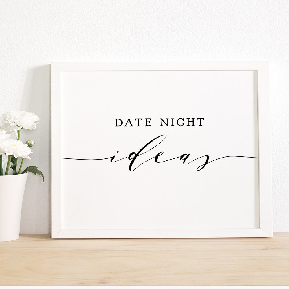 Date Night Ideas Sign and Cards, Printable Date Night Ideas, Best Date