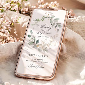 Digital Wedding Invitation Set with Save the Dates, Canva Templates, Evite, Electronic Wedding, Smartphone Invites, Canva Templates | 80G