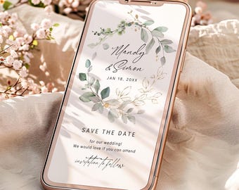 Set di inviti di nozze digitali con Save the Date, modelli Canva, Evite, matrimonio elettronico, inviti per smartphone, modelli Canva / 80 GB