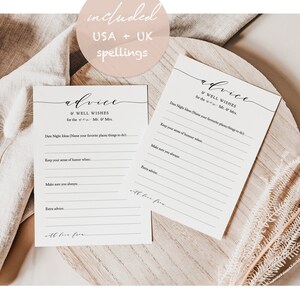 Advice and Well Wishes Cards / Sign, DIY Marriage Printable Advice Cards and Sign, 5x7" cards AND sign 'Wedding', Download and Print. image 8