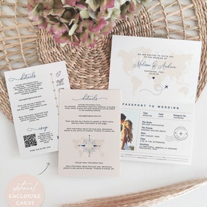 Boarding Pass Wedding Invitation Set, Destination Wedding, Passport Invitation Suite, Printable Templates, Corjl Templates, FREE Demo 83 image 5