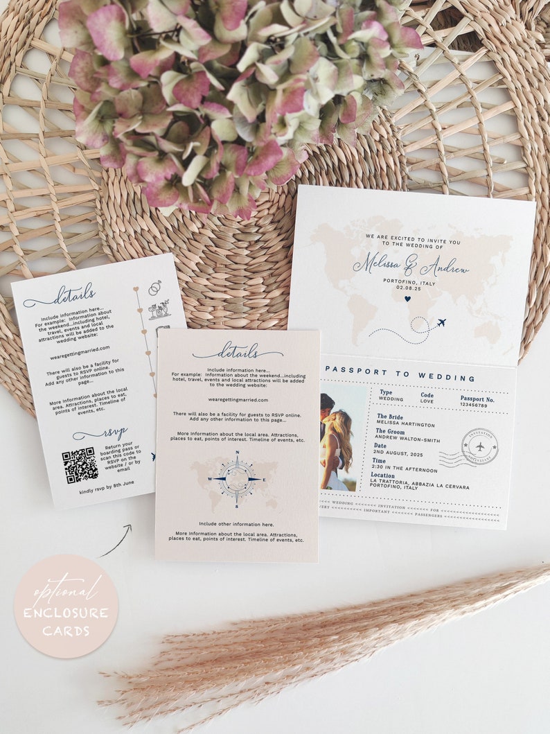 Flight Invitation Set, Boarding Pass Wedding Invitation Suite, RSVP Boarding, Destination Wedding Template, Corjl Templates, FREE Demo 83 image 5