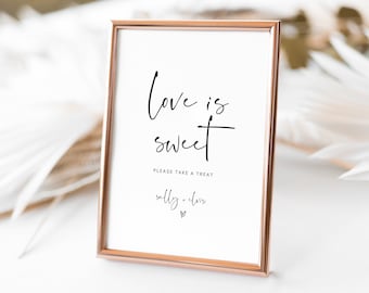 Canva Love Is Sweet Template, Modern Minimalist Wedding Sign, Please Take a Favor, Sweet Treat Baby Shower Signs, Canva Templates | 86