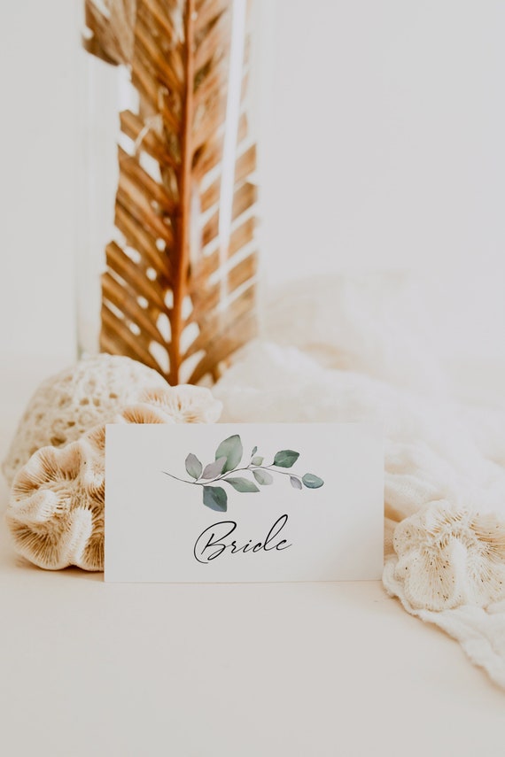 Flat & Folded Place Cards, Place Cards Wedding, Printable Name Card Templates, Place Card Templates, Canva Templates | 80G