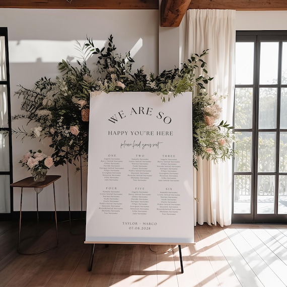Large Seating Plans or Small Seating Plans, Table Plan Templates in 12 Sizes, Minimalist Wedding Seating Plans, Canva Templates | 90