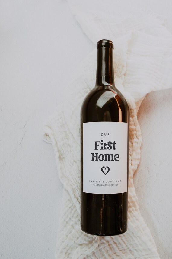 first home wine label template printable first wine label etsy