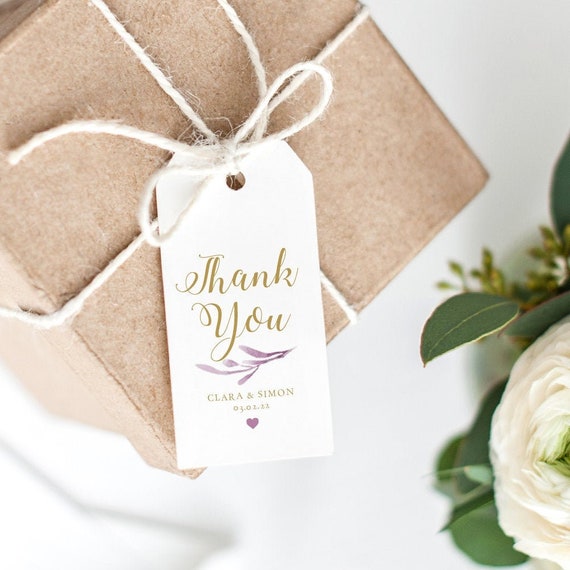 Lilac Thank You Tags, 2x4" Printable Lilac Wedding Favor Tags, Wedding Thank You Tags, Gift Tags, Corjl Template, FREE Demo
