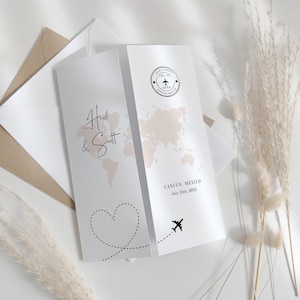 Destination - Wedding Invitations, Travel Inspired Folded Invitation Templates, Destination Wedding Invitations, Canva Templates image 7