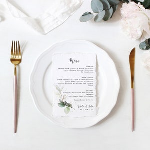 Leaf & Gold Beautiful Greenery Menu Cards, Printable Greenery Menus, Botanical, 4x6, 5x7, 4x9, Corjl Templates, FREE Demo image 2