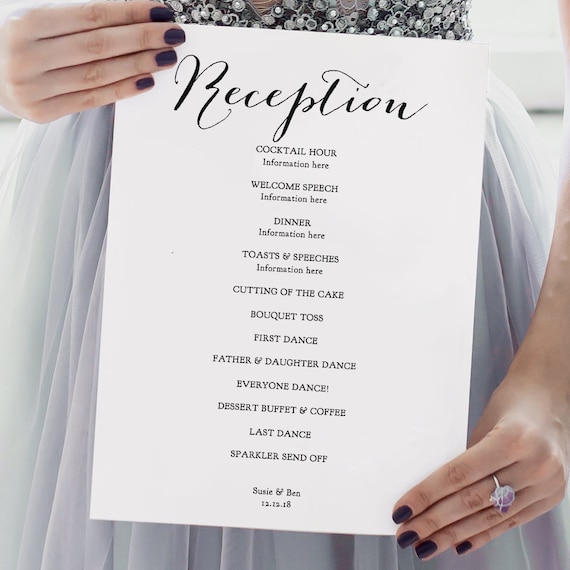 Reception Program Printable Diy Wedding Reception Card In 6 Etsy