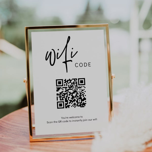 Wifi Code, QR Code Wifi, Connect to Our Wifi, Printable Wifi Code Sign, Scan to Connect, Printable Template, Canva Template | 88