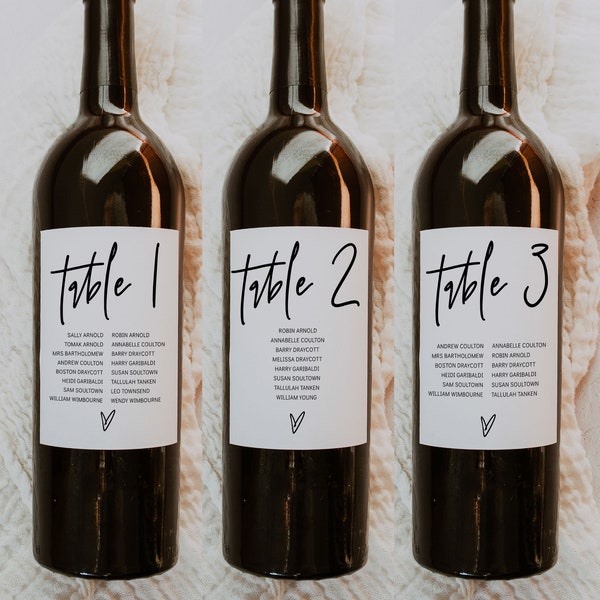 Wine Bottle Table Charts Etsy