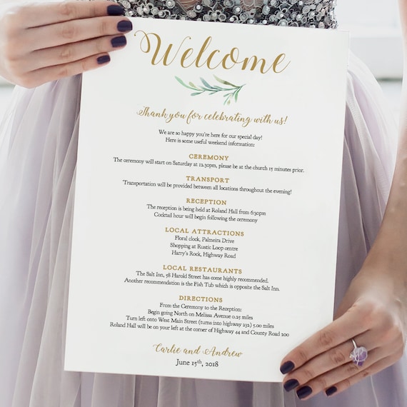 welcome wedding itinerary welcome