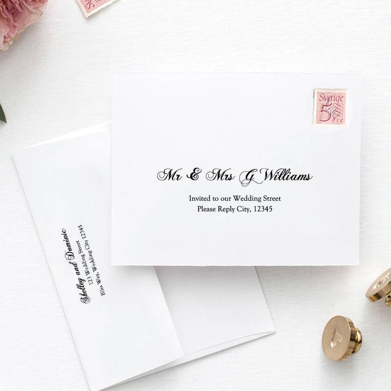 printable wedding envelope template 5x7 front and back etsy